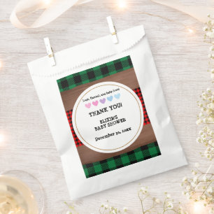 Logs Flannel Rustic Plaid Hearts Baby Shower Favour Bag