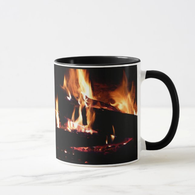 Logs in the Fireplace Warm Fire Photography Mug (Right)