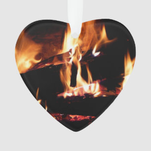 Logs in the Fireplace Warm Fire Photography Ornament