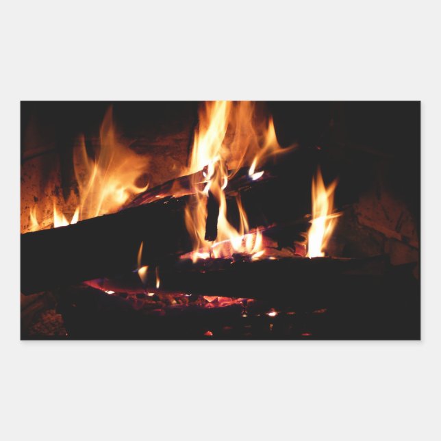 Logs in the Fireplace Warm Fire Photography Sticker (Front)