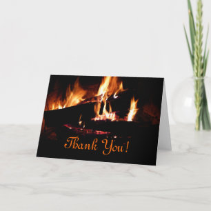 Logs in the Fireplace Warm Fire Photography Thank You Card