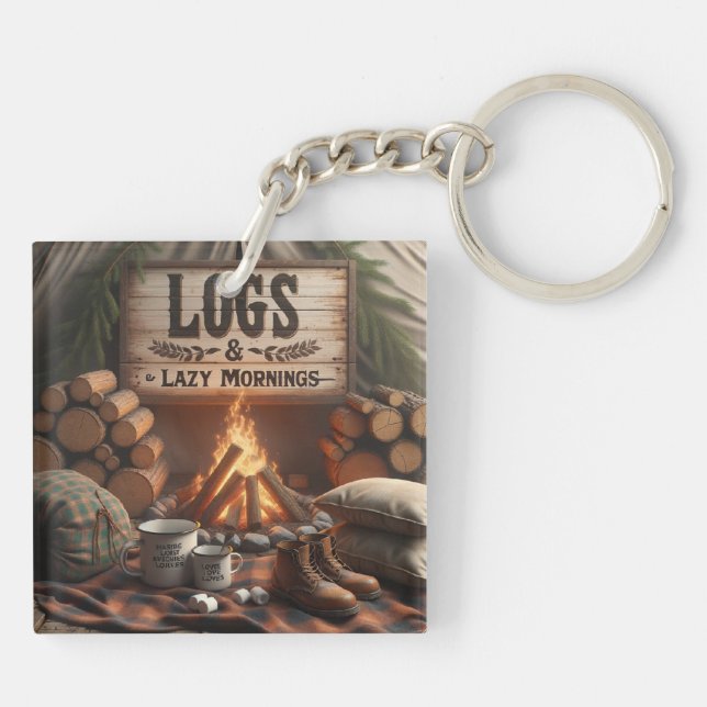 Logs & Lazy Mornings Keychain – Camping Adventure (Dos)