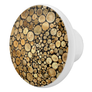 Logs Themed Wallpaper Door Knob