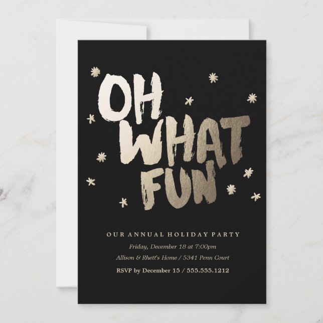 L'OH QUELLE invitation de fête de vacances de noir (Devant)