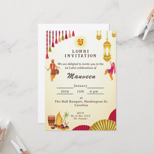 Lohri Invitation (Front/Back In Situ)