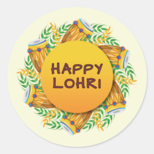 Lohri Round Sticker/ Favour tag