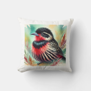Loica bird in watercolor 110924AREF138 - Watercolo Throw Pillow
