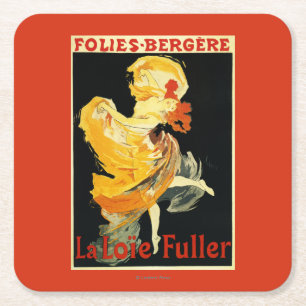 Loie Fuller at the Folies-Bergere Theatre Square Paper Coaster