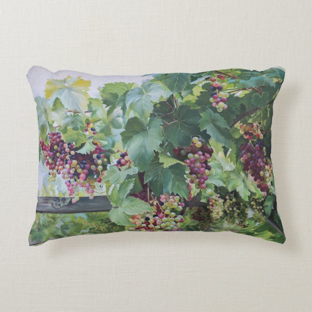 Loire Valley Vineyard – French Grape Painting Accent Pillow (Front)