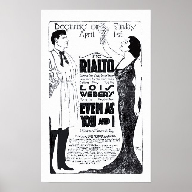 Lois Weber 1917 vintage movie ad poster (Front)