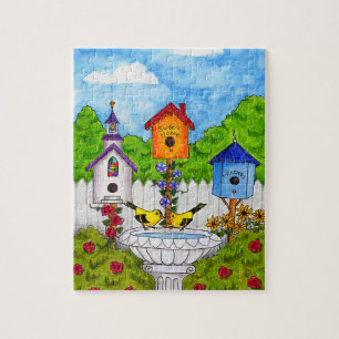 L'oiseau d'inséparables loge le puzzle