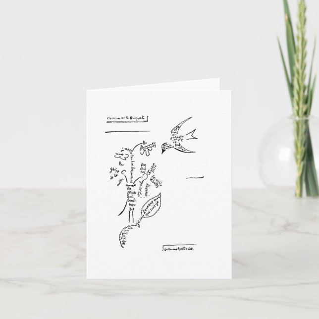 L'oiseau et le bouquet, by Apollinaire  Note Card (Front)