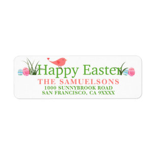 L'oiseau heureux de Pâques peint Eggs l'adresse d
