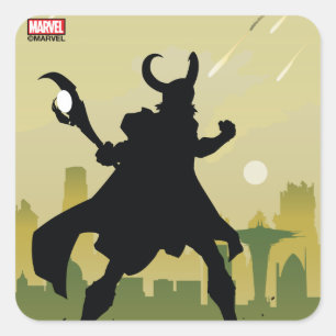 Loki Heroic Silhouette Square Sticker