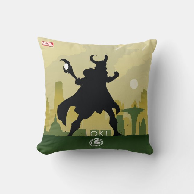 Loki Heroic Silhouette Throw Pillow (Front)