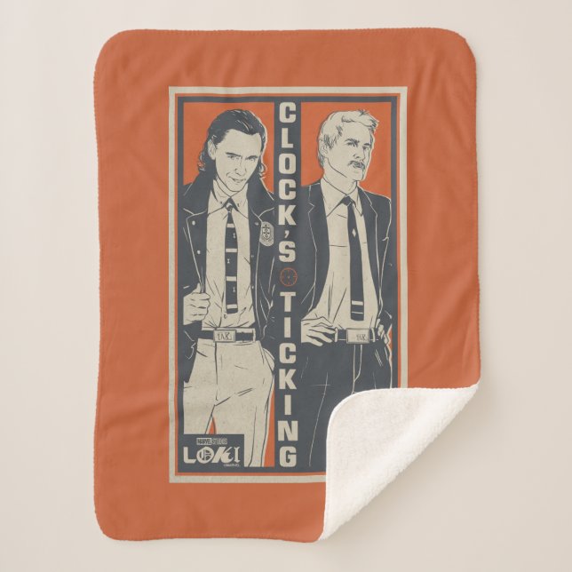 Loki & Mobius - Clock's Ticking Sherpa Blanket (Front)