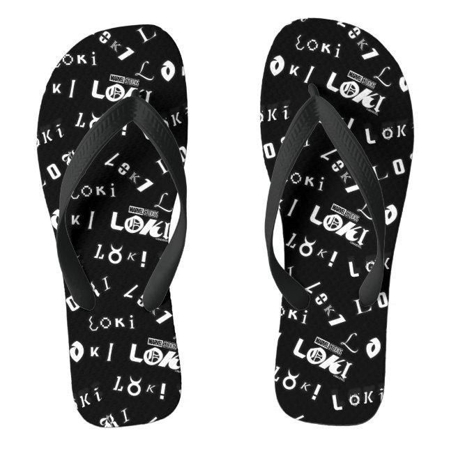 Loki Name Pattern Flip Flops (Footbed)