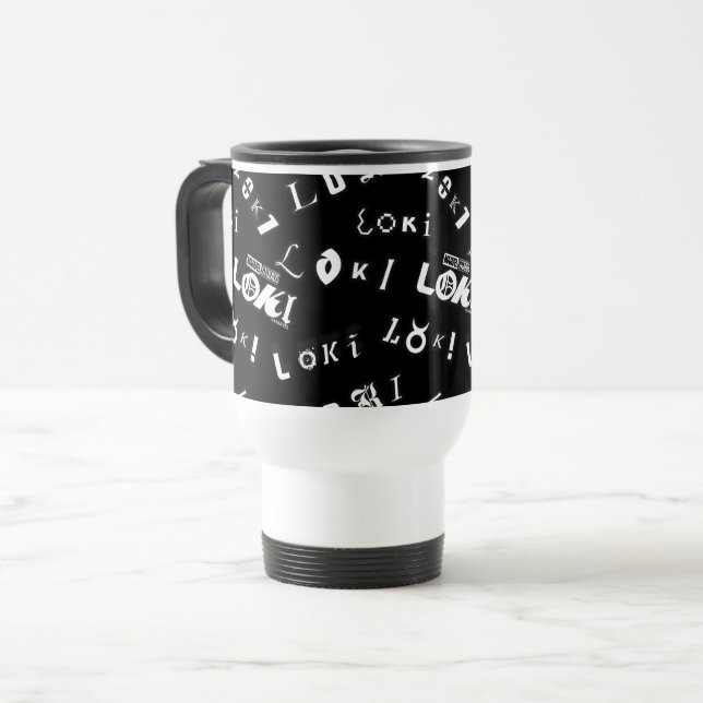 Loki Name Pattern Travel Mug (Front Left)