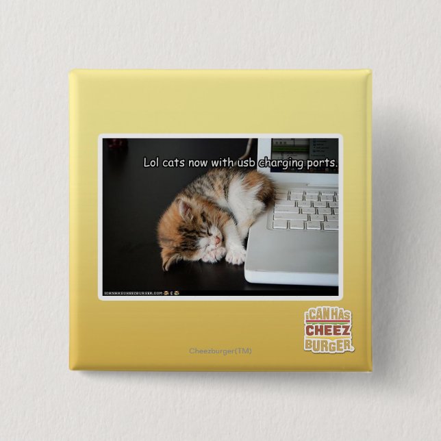 Lol cats with USB 2 Inch Square Button (Front)