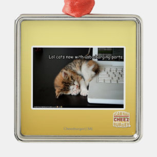 Lol cats with USB Metal Ornament