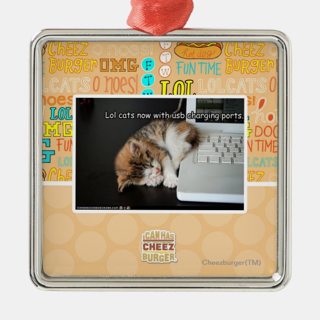 Lol cats with USB Metal Ornament (Front)