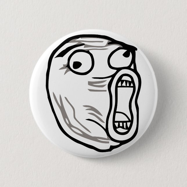 lol face meme humour rofl omg omfg 2 inch round button (Front)