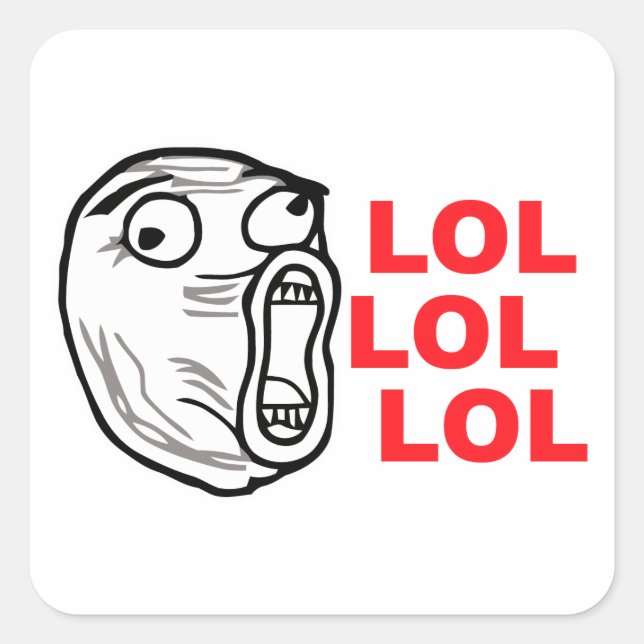 lol face meme humour rofl omg omfg square sticker (Front)