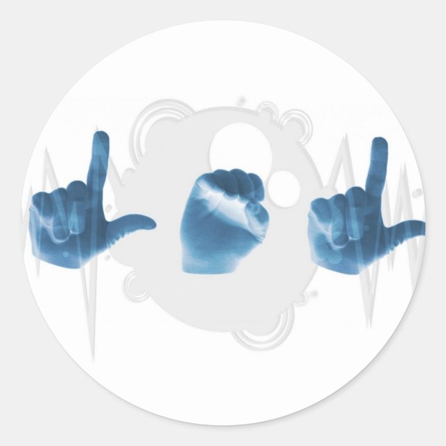 "LOL" in ASL by ASL Wear! Classic Round Sticker (Front)