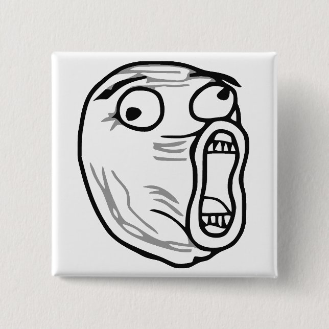 LOL Laugh Out Loud Rage Face Meme 2 Inch Square Button (Front)