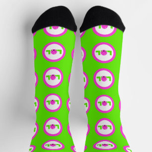 LOL Laughing Out Loud Purple Bright Green  Socks