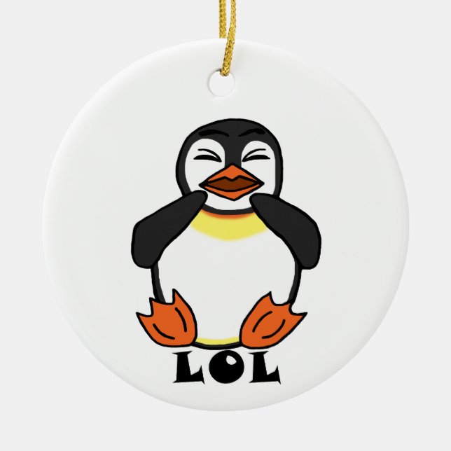 LOL Laughing penguin Ceramic Ornament (Front)