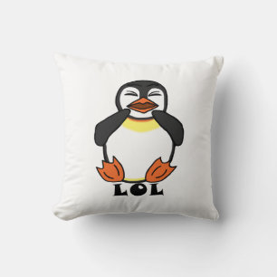 LOL Laughing penguin Throw Pillow