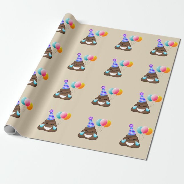 Lol Poop Emoji Birthday Party Wrapping Paper (Unrolled)