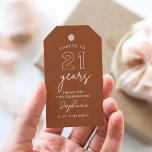 LOLA 21st Birthday Favour Tag Terracotta<br><div class="desc">The Lola collection exudes modern elegance with its sleek lines and contemporary typography. Its feminine undertones are beautifully balanced with a bold statement,  making it an ideal choice for the vivacious and modern bride.</div>