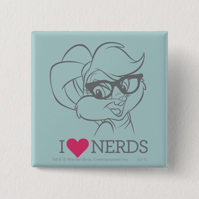 Lola Bunny - I Heart Nerds 2 Inch Square Button (Front)