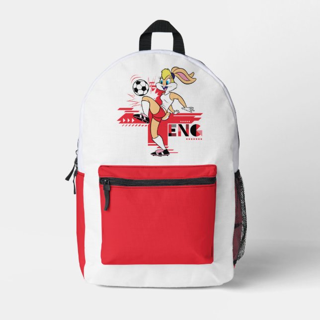 Lola Bunny Team England Soccer Graphic Printed Backpack (Front)