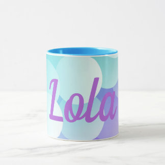Lola Custom Name Purple Blue Bubble Modern Gift Mug