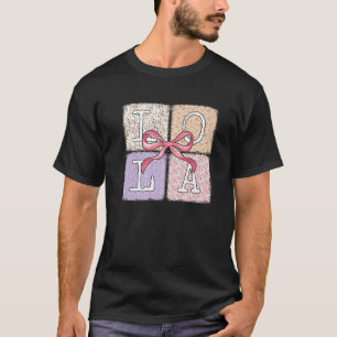 Lola Flowers Coquette Bow Cute Mom Grandma Women P T-Shirt