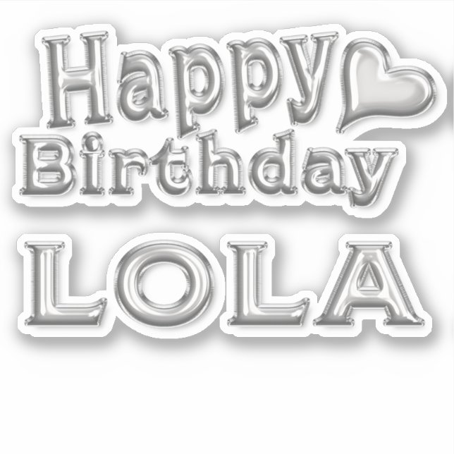 Lola Happy Birthday silver Sticker (Front)