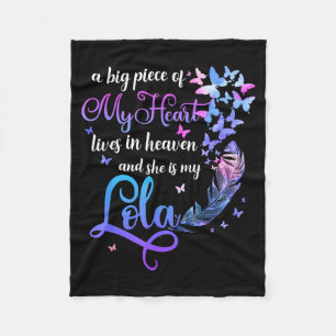 Lola Lives in Heaven Memorial Grandma Grandchild Fleece Blanket