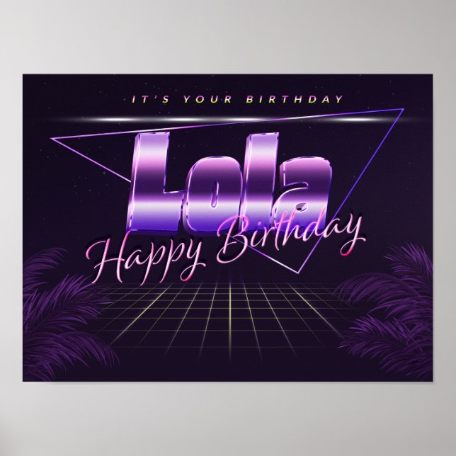 Lola Name Vorname lila retro Poster Geburtstag (Front)