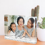Lola Script Overlay | We Love You Photo Block<br><div class="desc">This simple and sweet photo block says "We Love you Lola" in trendy, modern typefaces with a charming heart and a spot for names. Minimal one photo template of your favourite photo of grandma and her grandchild or grandchildren for a gift anyone would love. Perfect for Mother's Day, her birthday...</div>
