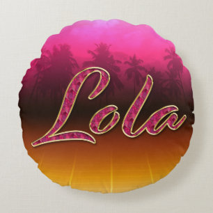 Lola Vorname Name golden pink Kissen Round Pillow