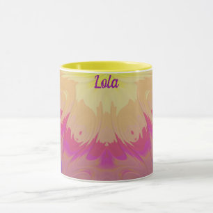 LOLA ~ Zany 3D Fractal ~ Pink Purple Blue Yellow  Mug