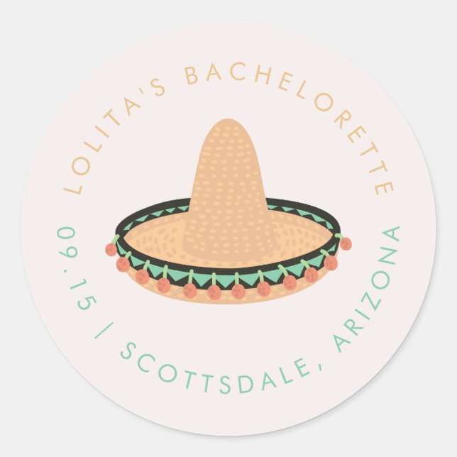 LOLITA Fiesta Siesta Tequila Bachelorette Favour C Classic Round Sticker (Front)