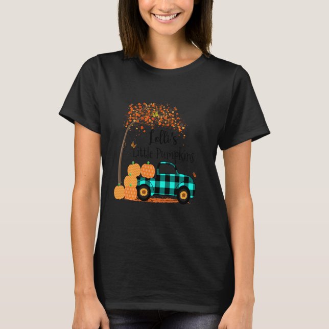 Lolli S Little Pumpkins Truck Green Plaid Autumn A T-Shirt (Front)