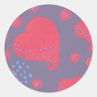 lollipop attacked by hearts classic round sticker