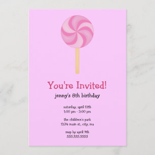 Lollipop Birthday Party Invitations