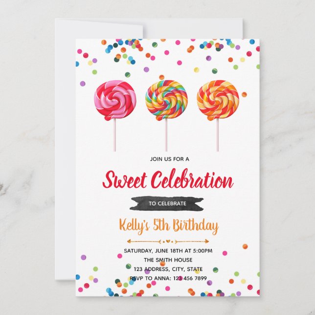 Lollipop bonbons invitation (Devant)