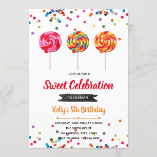 Lollipop bonbons invitation